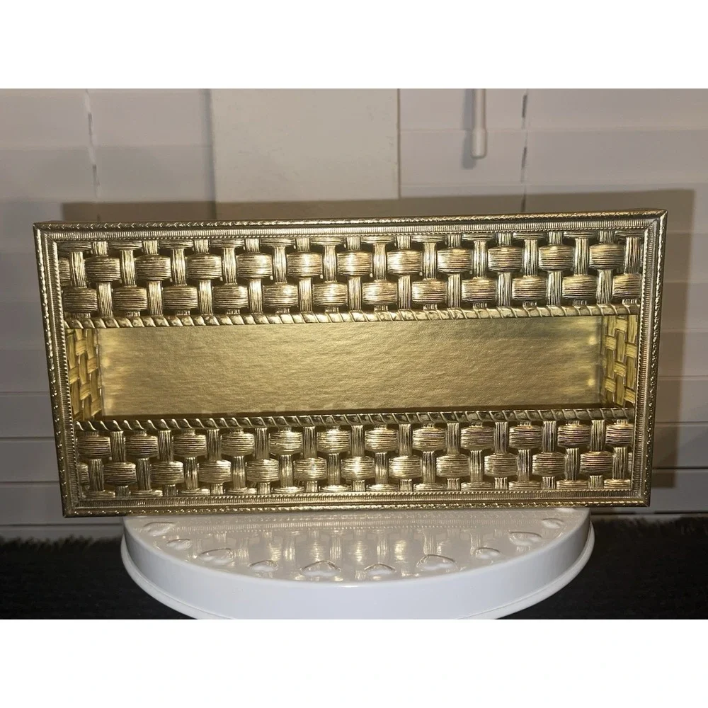 Vintage Gold Filigree Ornate Tissue Kleenex Box Holder Hollywood Regency